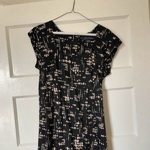 FRENCH CONNECTION Black and Tan Abstract Dress
